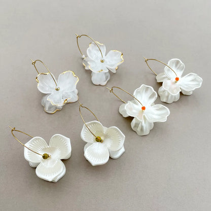 1 Pair Simple Style Commute Flower Plating Stainless Steel Drop Earrings