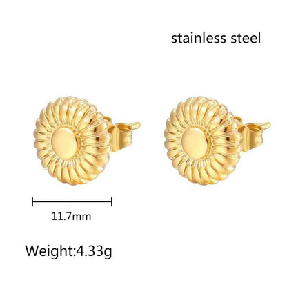 1 Pair Simple Style Commute Flower Plating Titanium Steel Gold Plated Ear Studs