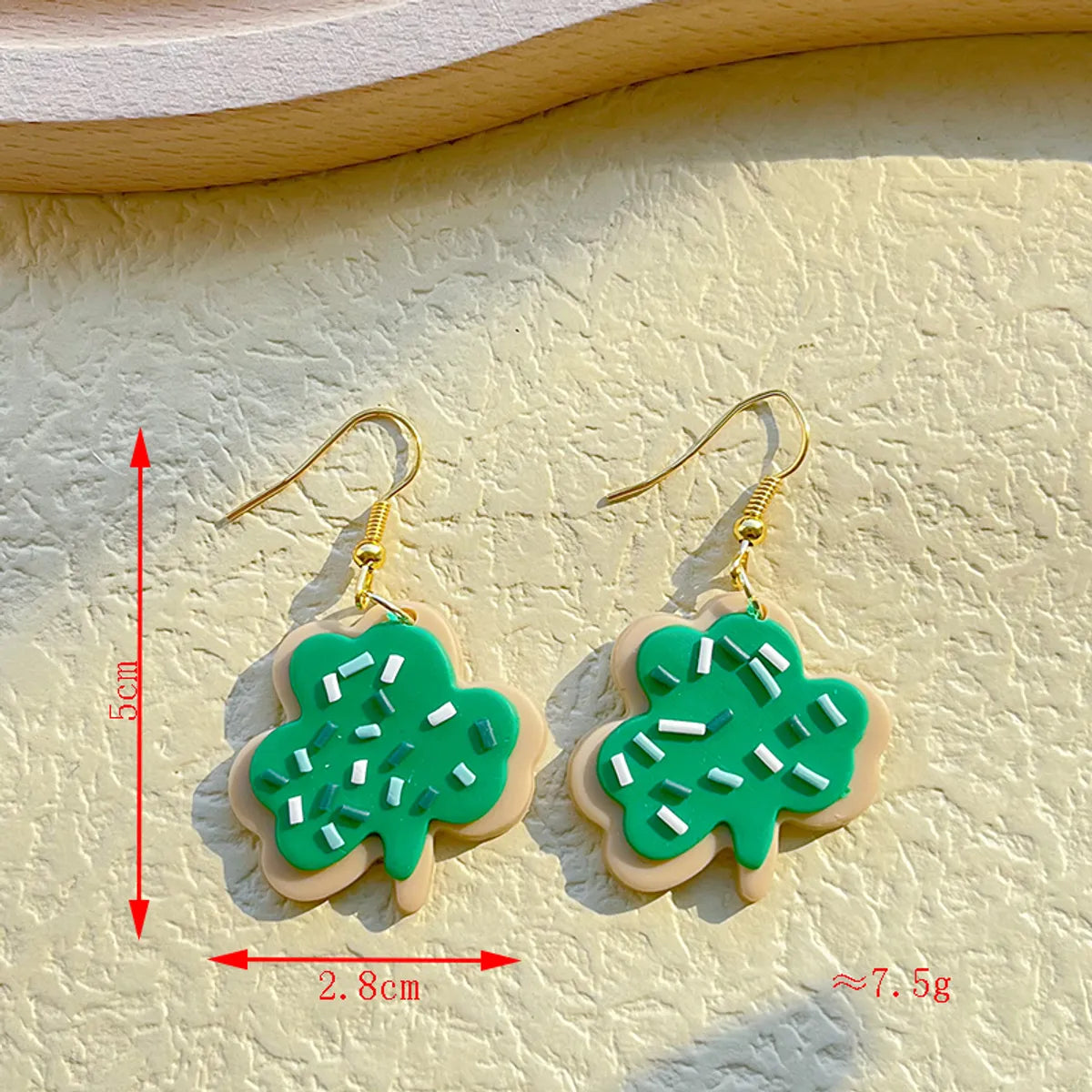 1 Pair Simple Style Commute Four Leaf Clover Plating Soft Clay 14k Gold Plated Drop Earrings