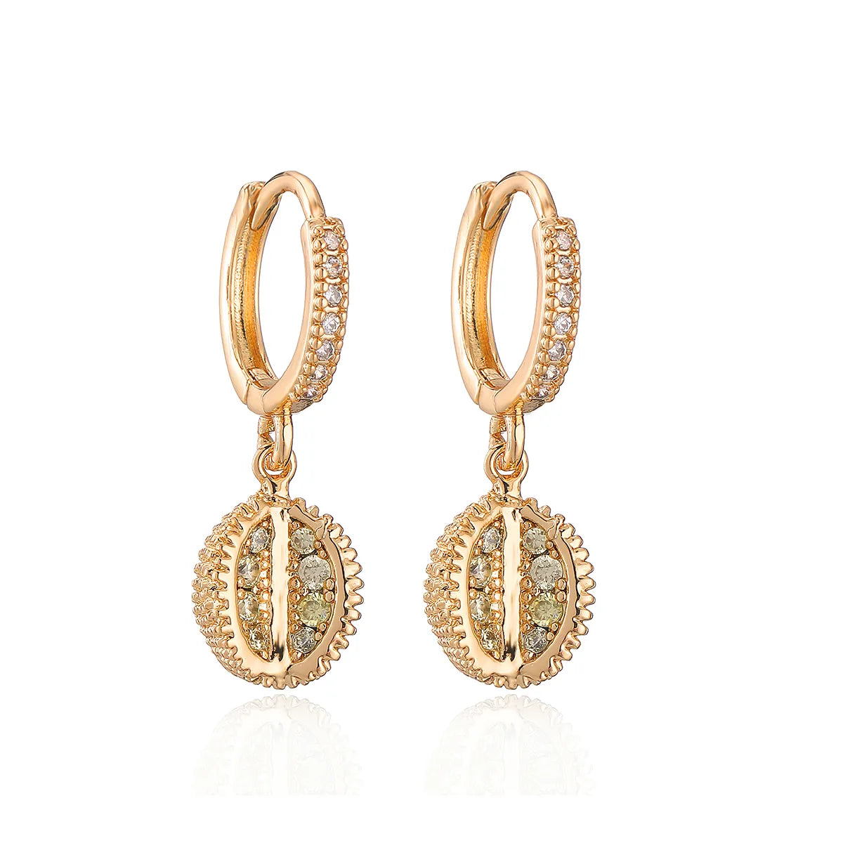 1 Pair Simple Style Commute Fruit Plating Inlay Copper Zircon 18k Gold Plated Drop Earrings