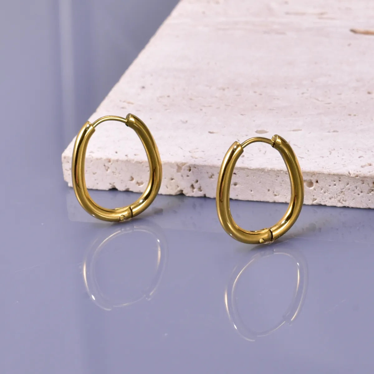 1 Pair Simple Style Commute Geometric 304 Stainless Steel Titanium Steel 18K Gold Plated Earrings