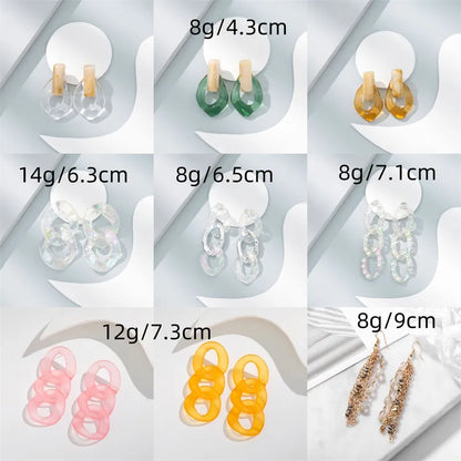 1 Pair Simple Style Commute Geometric Arylic Alloy Drop Earrings