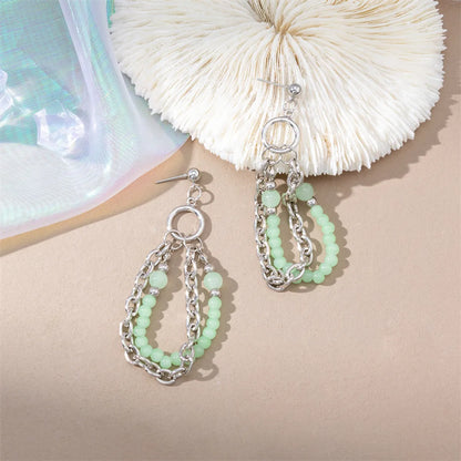 1 Pair Simple Style Commute Geometric Beaded Inlay Artificial Crystal Alloy Rhinestones Pearl Drop Earrings