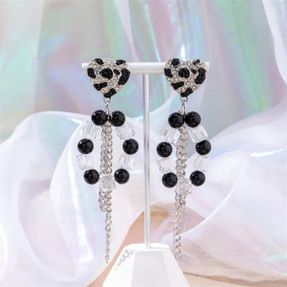 1 Pair Simple Style Commute Geometric Beaded Inlay Artificial Crystal Alloy Rhinestones Pearl Drop Earrings