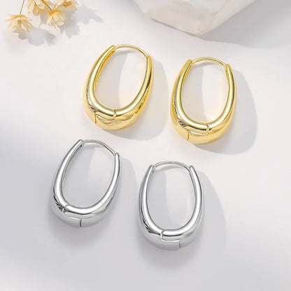 1 Pair Simple Style Commute Geometric Copper Hoop Earrings