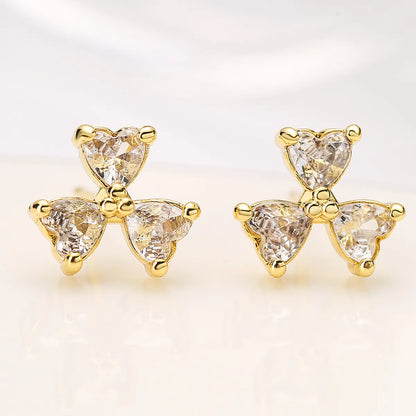 1 Pair Simple Style Commute Geometric Copper Plating Inlay Zircon 18k Gold Plated Ear Studs