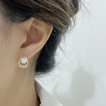 1 Pair Simple Style Commute Geometric Imitation Pearl Alloy Ear Studs