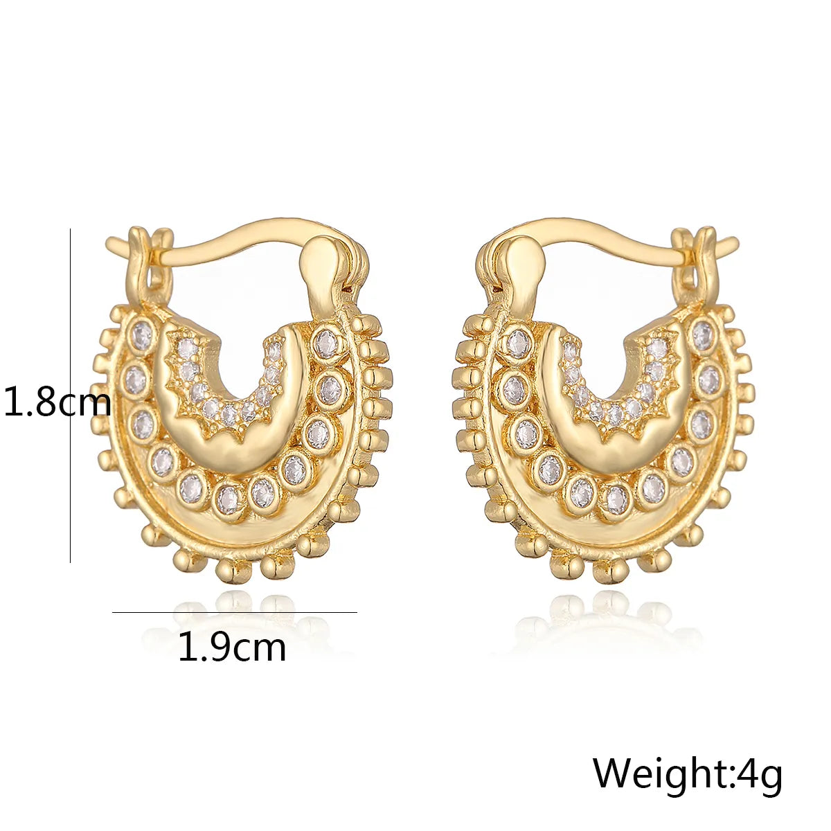 1 Pair Simple Style Commute Geometric Inlay Copper Zircon 18K Gold Plated Earrings Ear Studs