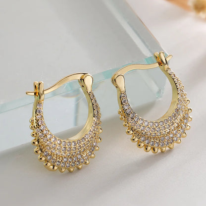 1 Pair Simple Style Commute Geometric Inlay Copper Zircon 18K Gold Plated Earrings Ear Studs