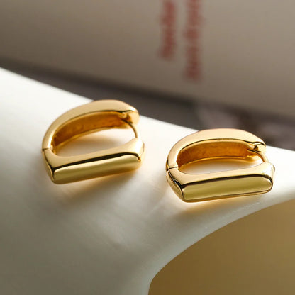 1 Pair Simple Style Commute Geometric Plating Copper 18k Gold Plated Earrings