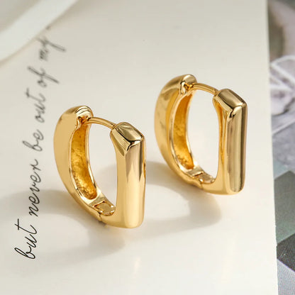 1 Pair Simple Style Commute Geometric Plating Copper 18k Gold Plated Earrings