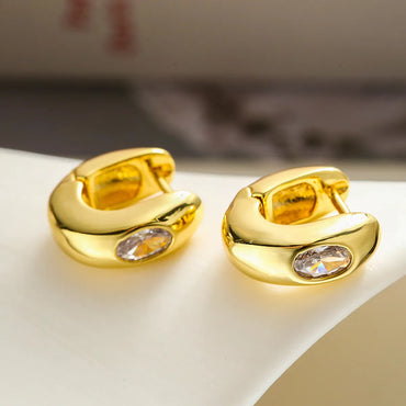 1 Pair Simple Style Commute Geometric Plating Inlay Copper Zircon 18k Gold Plated Earrings