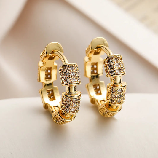 1 Pair Simple Style Commute Geometric Plating Inlay Copper Zircon 18k Gold Plated Earrings