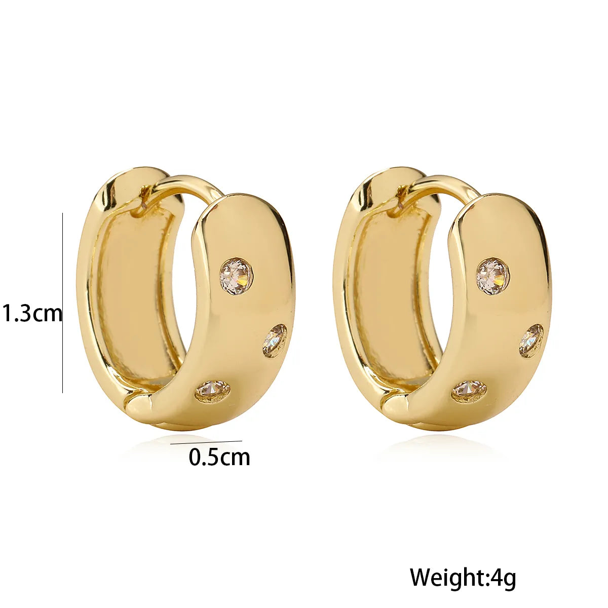 1 Pair Simple Style Commute Geometric Plating Inlay Copper Zircon 18K Gold Plated Hoop Earrings