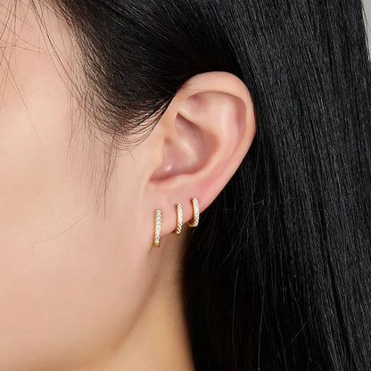 1 Pair Simple Style Commute Geometric Plating Inlay Sterling Silver Zircon 18k Gold Plated White Gold Plated Earrings