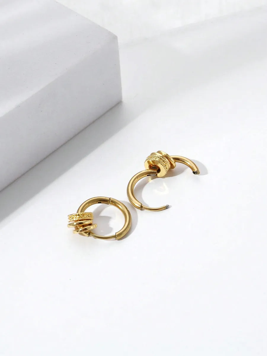 1 Pair Simple Style Commute Geometric Plating Stainless Steel 18k Gold Plated Earrings