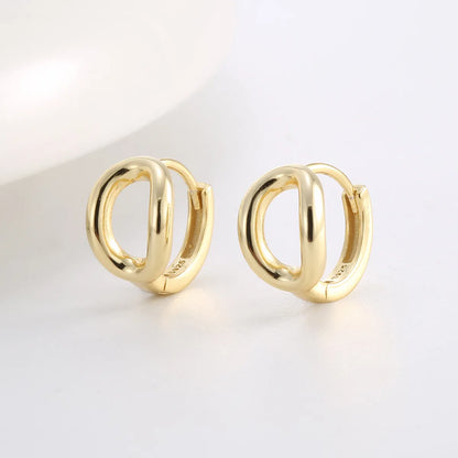 1 Pair Simple Style Commute Geometric Plating Sterling Silver Earrings