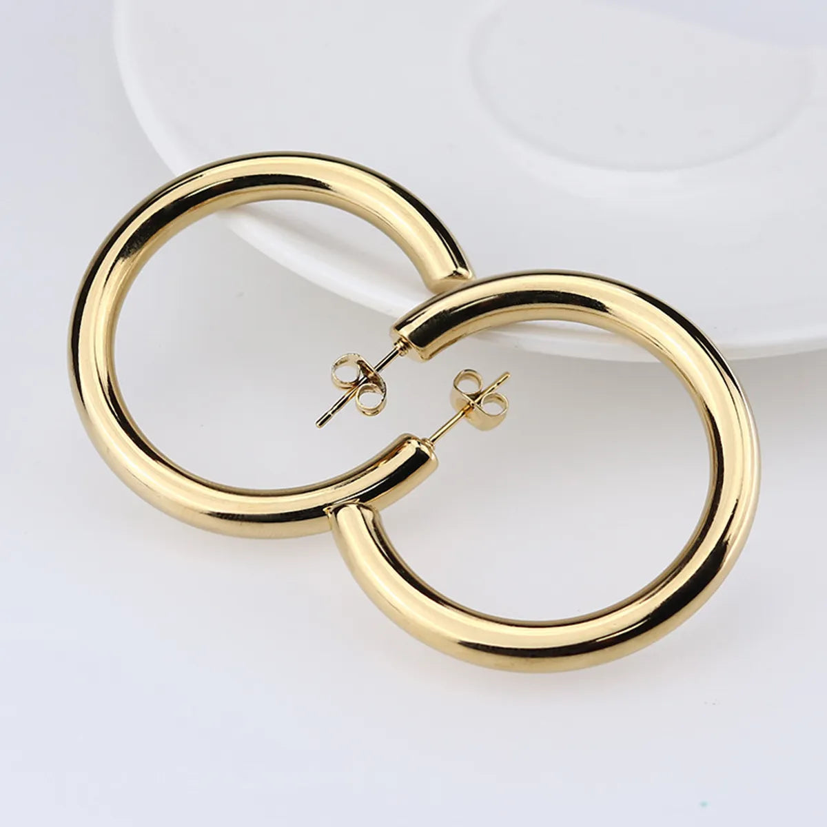 1 Pair Simple Style Commute Geometric Plating Titanium Steel Ear Studs