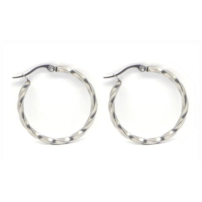 1 Pair Simple Style Commute Geometric Polishing Plating Titanium Steel Earrings