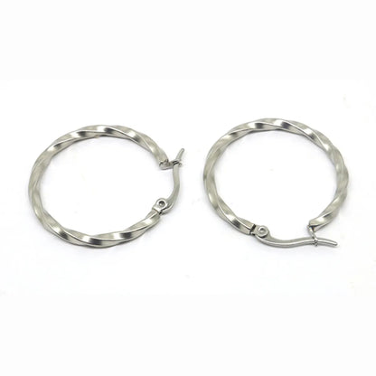 1 Pair Simple Style Commute Geometric Polishing Plating Titanium Steel Earrings