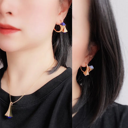 1 Pair Simple Style Commute Geometric Pyramid Inlay Copper Zircon 18K Gold Plated Ear Studs