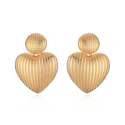 1 Pair Simple Style Commute Geometric Round Dots Heart Shape Copper 18K Gold Plated Drop Earrings