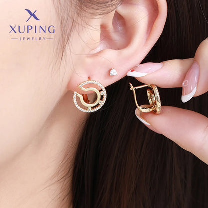 1 Pair Simple Style Commute Geometric Round Plating Inlay Copper Artificial Gemstones 14K Gold Plated Earrings Ear Studs