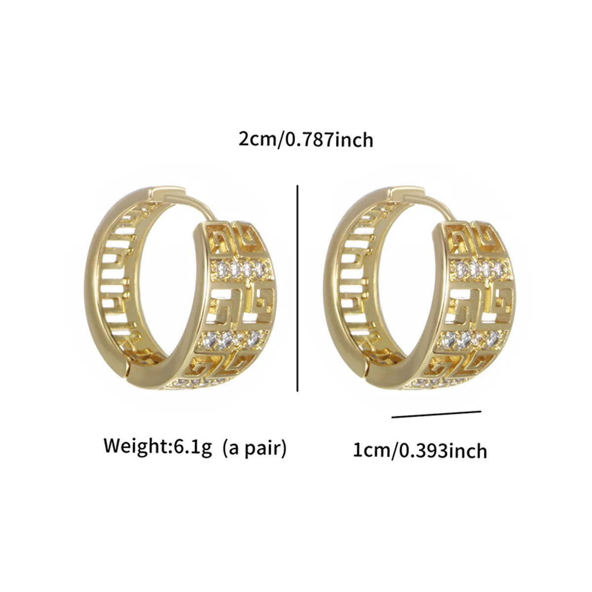 1 Pair Simple Style Commute Geometric Round Plating Inlay Copper Artificial Gemstones 14K Gold Plated Platinum Plated Hoop Earrings