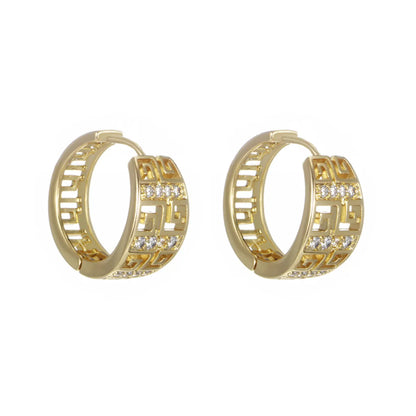 1 Pair Simple Style Commute Geometric Round Plating Inlay Copper Artificial Gemstones 14K Gold Plated Platinum Plated Hoop Earrings