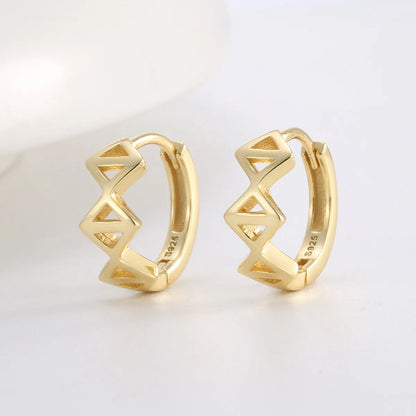 1 Pair Simple Style Commute Geometric Solid Color Plating Sterling Silver 14K Gold Plated Earrings