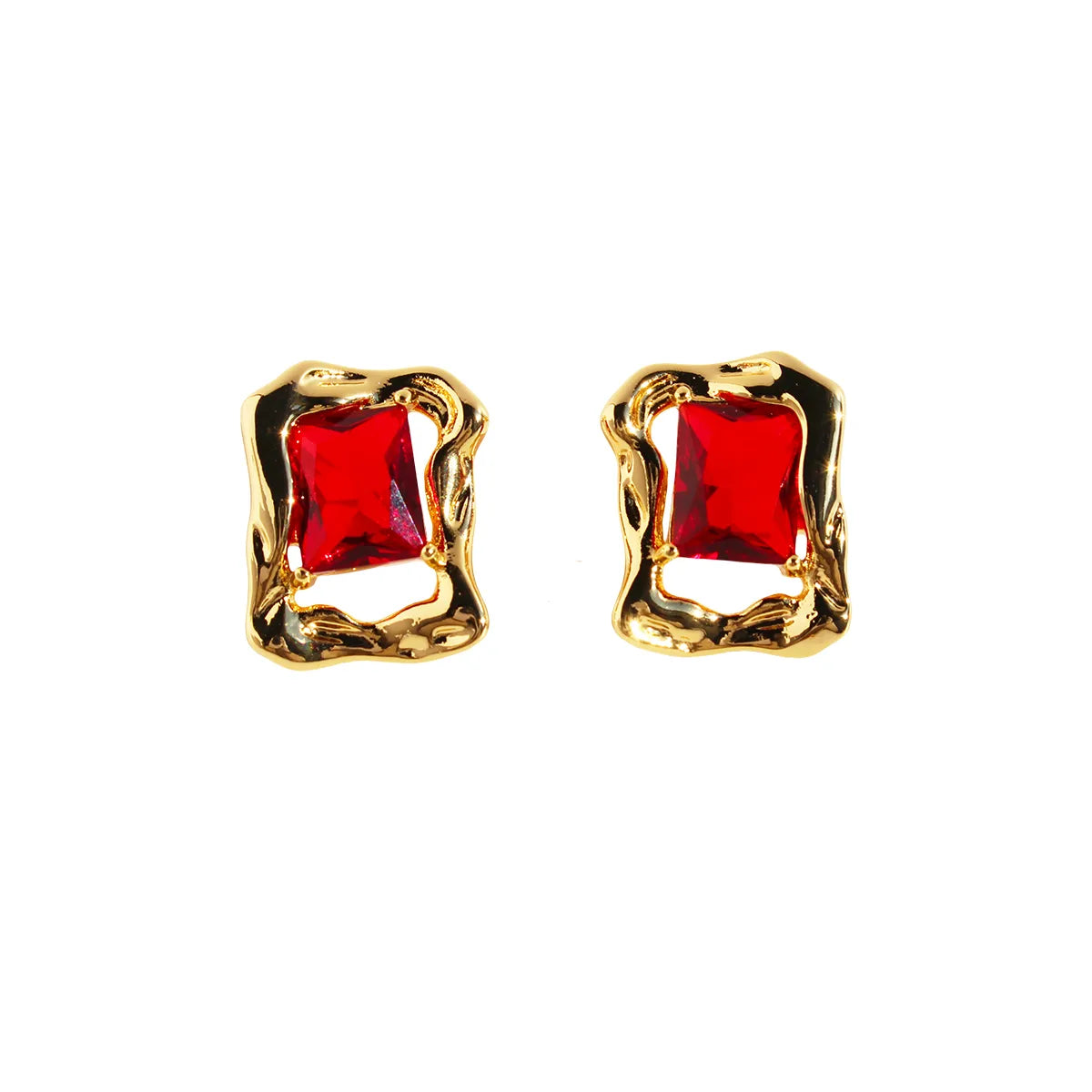 1 Pair Simple Style Commute Geometric Sun Inlay Handmade Enamel Brass Zircon 24K Gold Plated Ear Studs