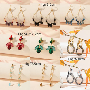 1 Pair Simple Style Commute Geometric Water Droplets Hollow Out Inlay Alloy Artificial Crystal Drop Earrings