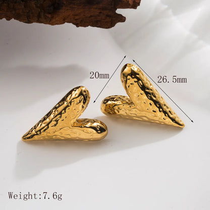 1 Pair Simple Style Commute Heart Shape 304 Stainless Steel 18K Gold Plated Ear Studs