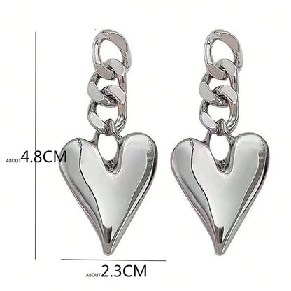 1 Pair Simple Style Commute Heart Shape Alloy Drop Earrings