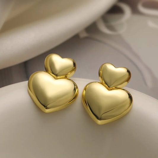 1 Pair Simple Style Commute Heart Shape Copper 18K Gold Plated Ear Studs