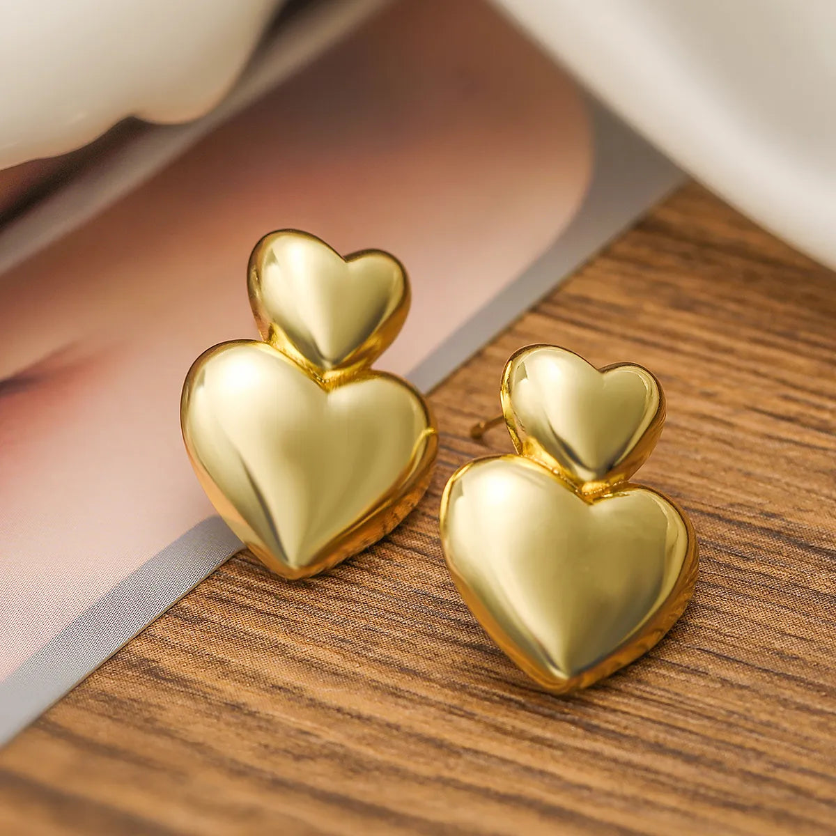 1 Pair Simple Style Commute Heart Shape Copper 18K Gold Plated Ear Studs