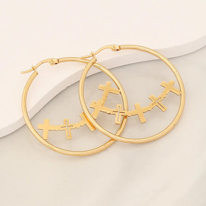 1 Pair Simple Style Commute Heart Shape Flower Butterfly Hollow Out 304 Stainless Steel 18K Gold Plated Earrings