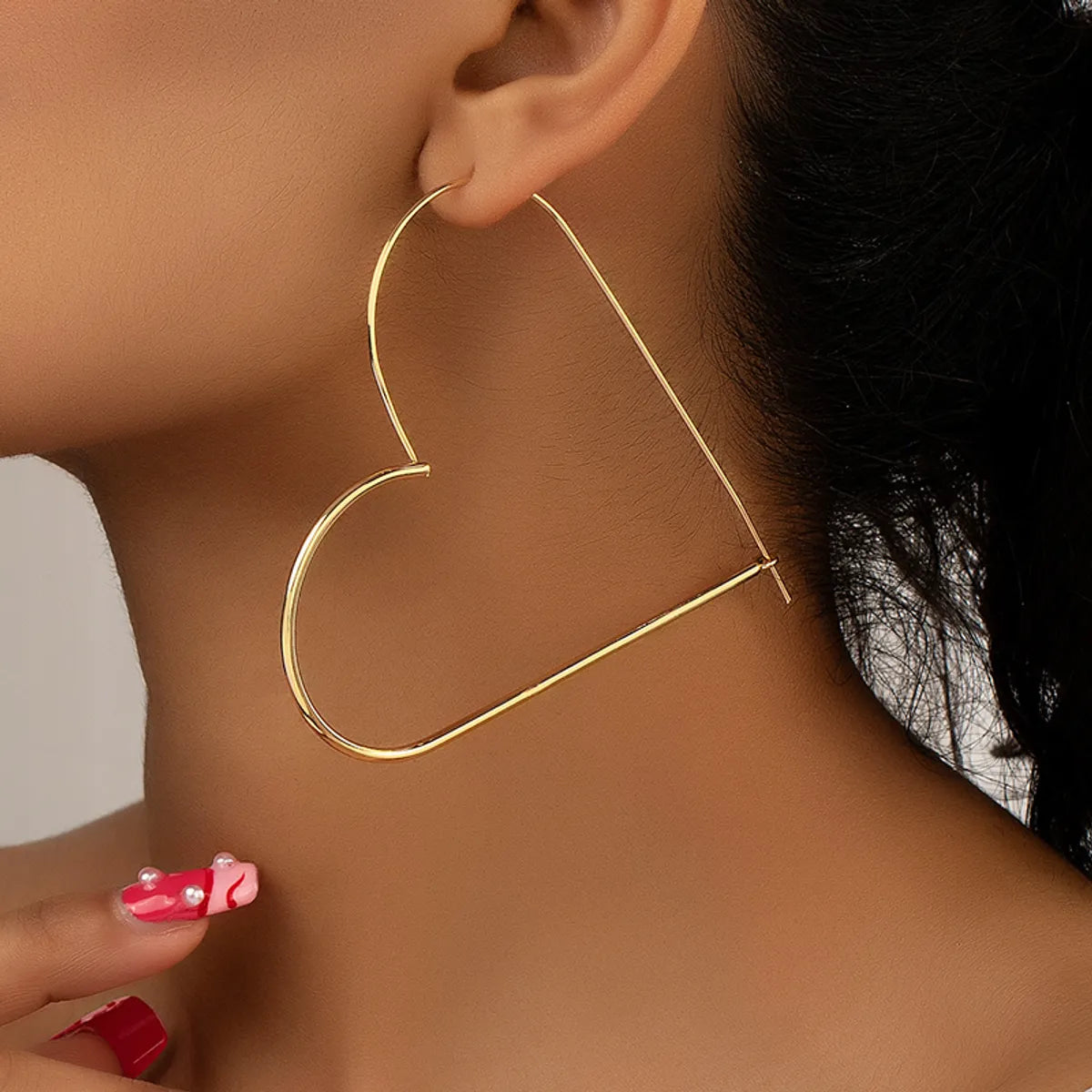 1 Pair Simple Style Commute Heart Shape Plating Alloy Gold Plated Earrings