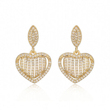 1 Pair Simple Style Commute Heart Shape Plating Inlay Copper Zircon 18k Gold Plated Drop Earrings