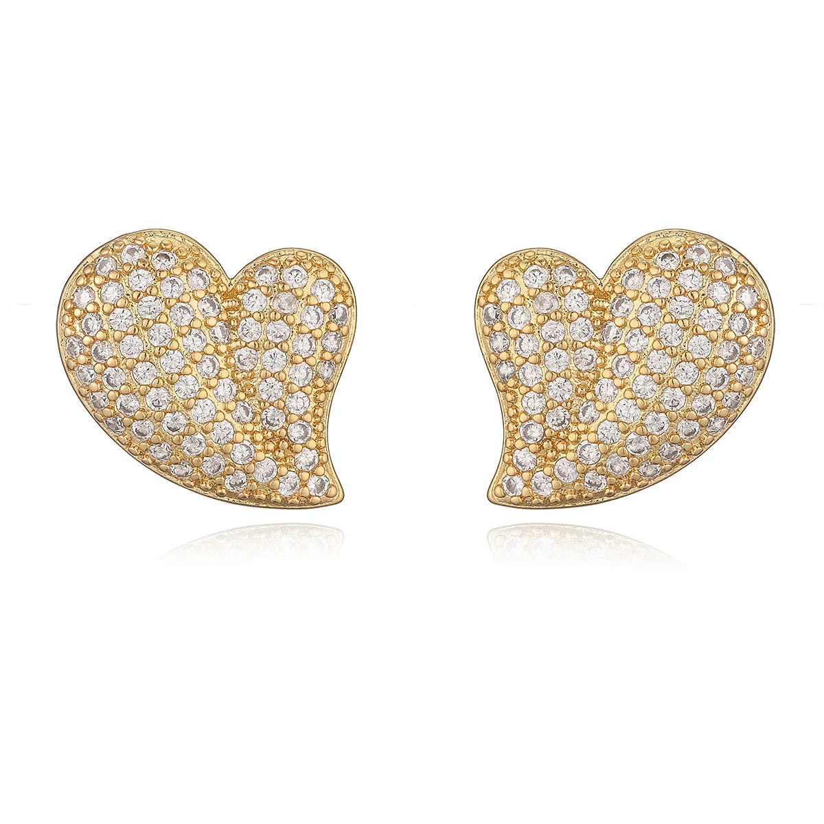 1 Pair Simple Style Commute Heart Shape Plating Inlay Copper Zircon 18K Gold Plated Ear Studs