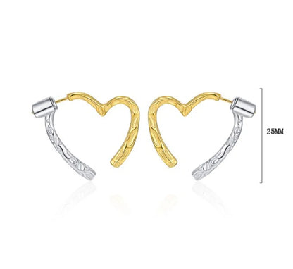 1 Pair Simple Style Commute Heart Shape Plating Sterling Silver Gold Plated Ear Studs