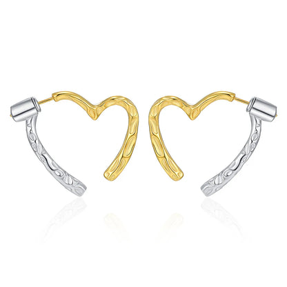 1 Pair Simple Style Commute Heart Shape Plating Sterling Silver Gold Plated Ear Studs