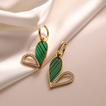 1 Pair Simple Style Commute Heart Shape Plating Titanium Steel 18k Gold Plated Drop Earrings