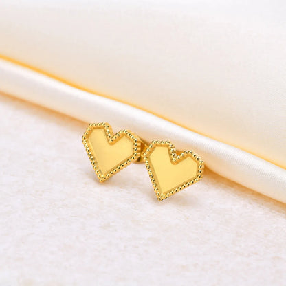 1 Pair Simple Style Commute Heart Shape Stainless Steel Gold Plated Ear Studs