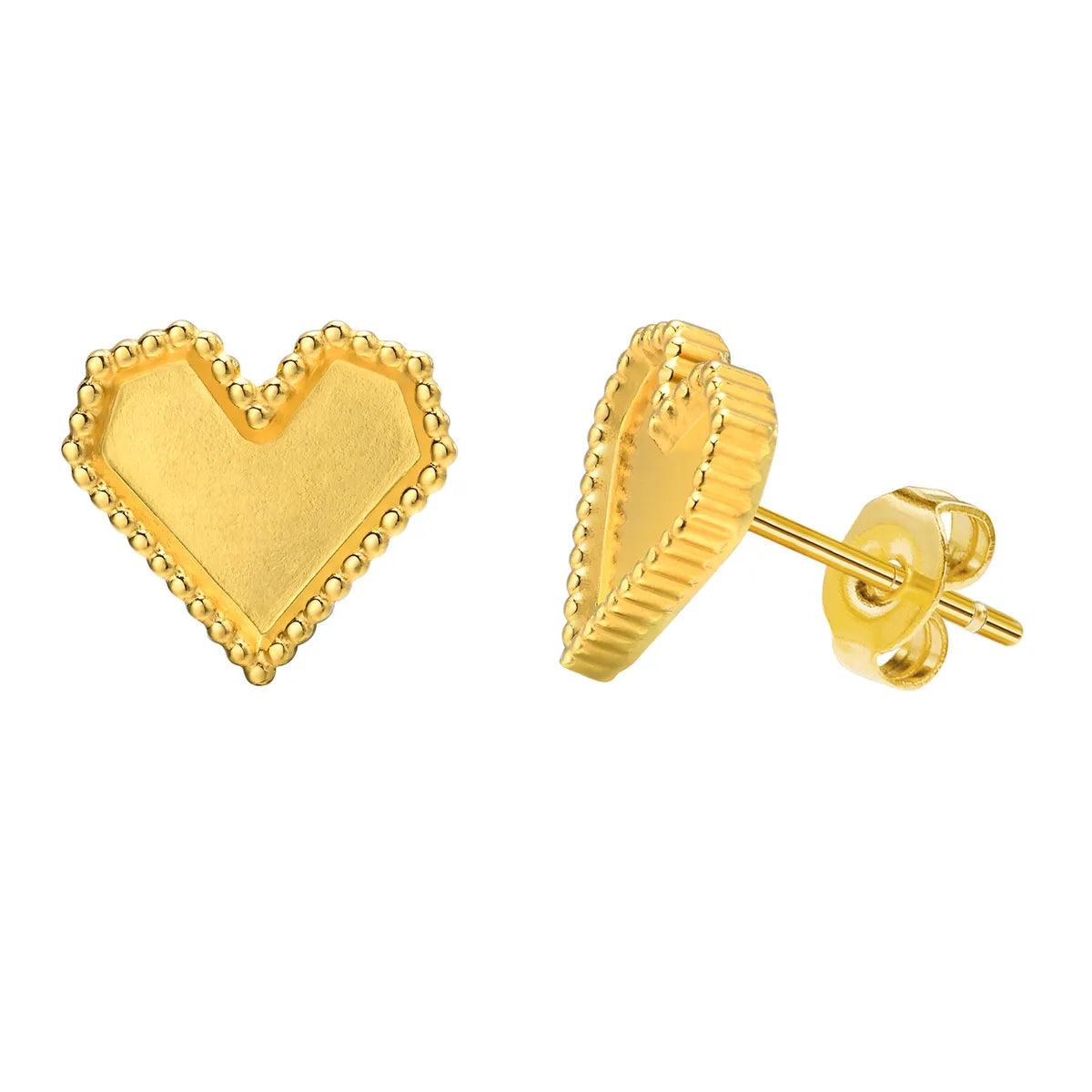 1 Pair Simple Style Commute Heart Shape Stainless Steel Gold Plated Ear Studs