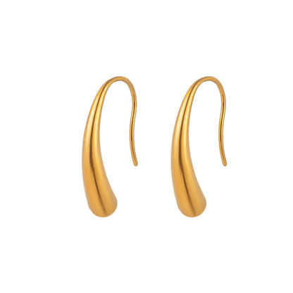 1 Pair Simple Style Commute Hook Solid Color Polishing Plating 304 Stainless Steel 18K Gold Plated Ear Studs