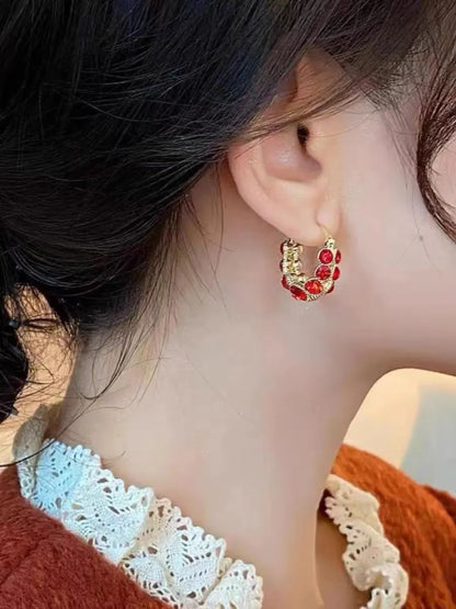 1 Pair Simple Style Commute Irregular Plating Inlay Alloy Rhinestones Gold Plated Earrings