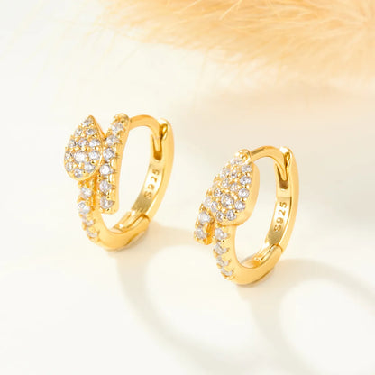 1 Pair Simple Style Commute Leaf Inlay Sterling Silver Zircon White Gold Plated Gold Plated Earrings