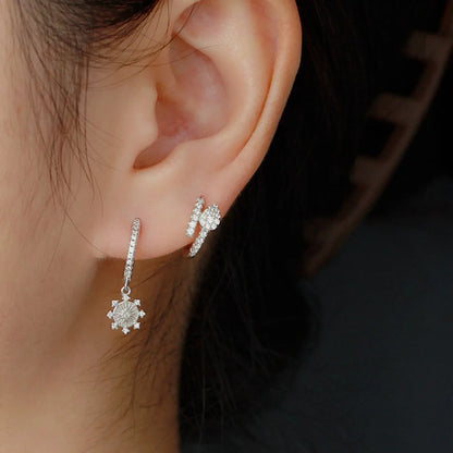 1 Pair Simple Style Commute Leaf Inlay Sterling Silver Zircon White Gold Plated Gold Plated Earrings