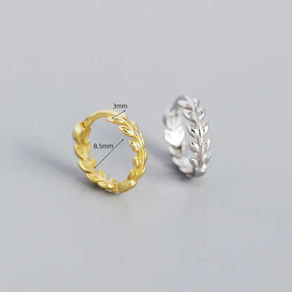 1 Pair Simple Style Commute Leaf Sterling Silver Plating Hoop Earrings